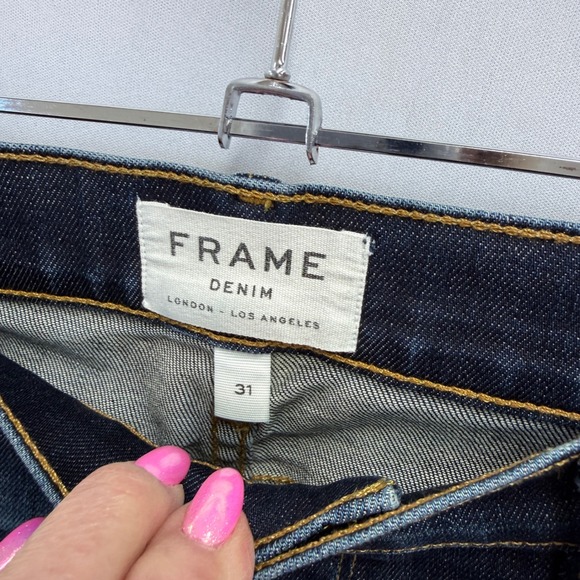 FRAME Denim Mens L'Homme Skinny Jeans Dark Wash Blue Size 32/31 zip Fly stretch - Picture 3 of 11